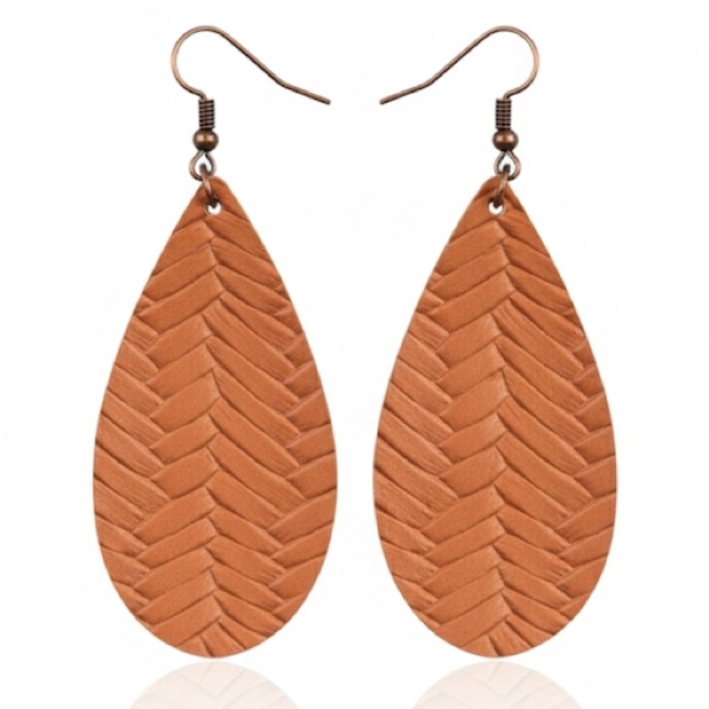 Herringbone Faux Leather Earrings
